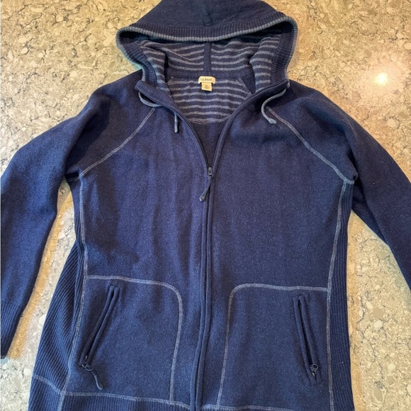 L.L. Bean Blue Gray Knit Sweater Hoodie XL Women’s - Picture 1 of 9